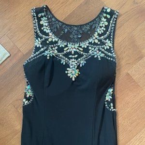 Black Beaded Prom Dress - Size 6 (shows 11 but fits be as a 6)